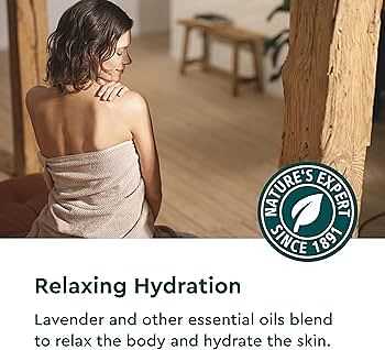 Lavender and oils blend to relax and hydrate skin, promoting soothing body care.