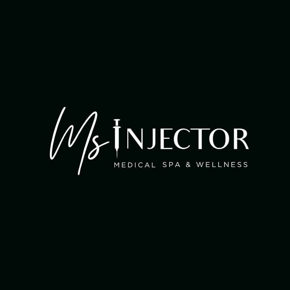 Medical Spa and Wellness logo with syringe icon on dark background.